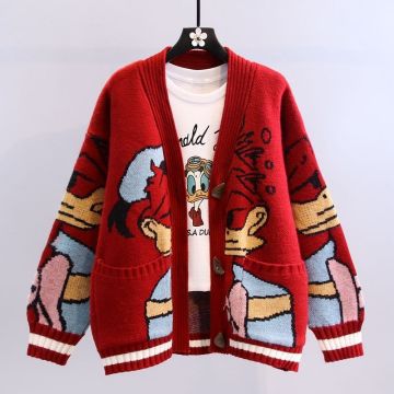 Custom Animal Jacquard Knitted Cardigan Sweater for Women - New Fashion
