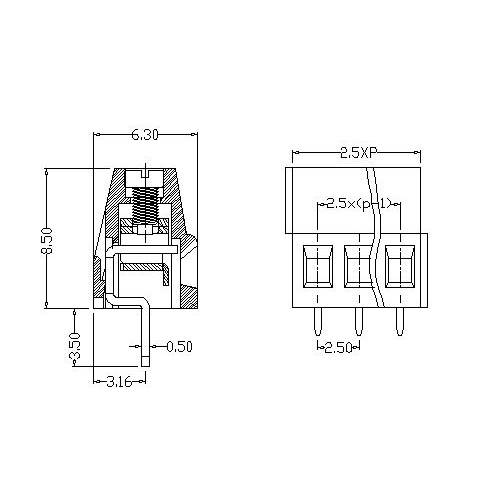 AT308-2.5XXX-A PCB Screw Terminal Block 