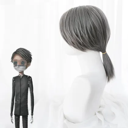 Dark Gray 40cm Short Ponytail Cosplay Wig - Ainizi for Identity V