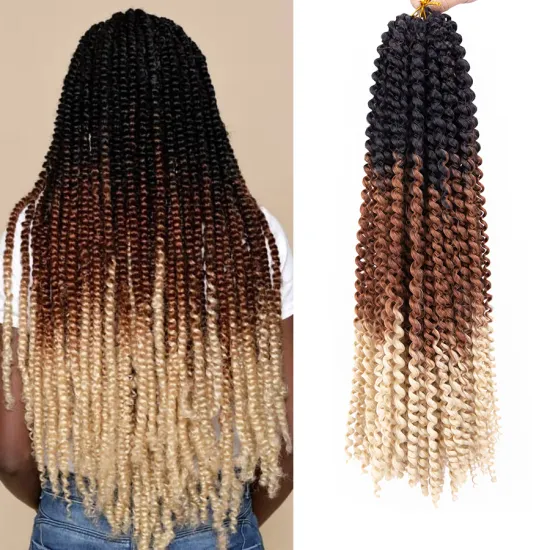 Alileader 22 Inch Synthetic Ombre Water Wave Passion Twist Hair Ombre Blond Crochet Braiding Hair Extension