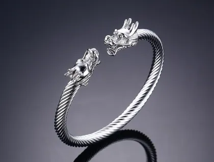 Titanium Steel Open Dragon Mens Wire Mesh bangle