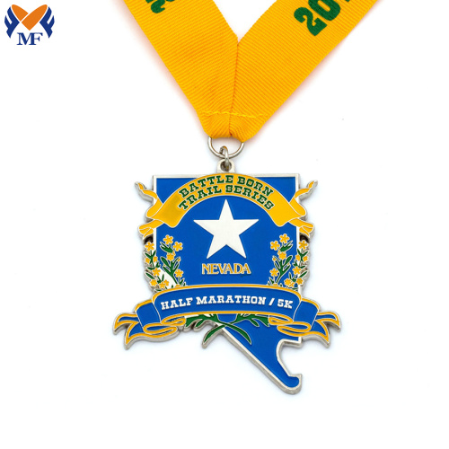 Diseño de medallas de esmalte de medio maratón personalizado