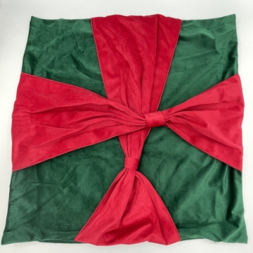 Christmas Decorative Bow Square Pillow Cover
