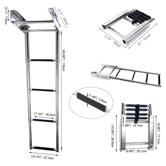 Telescoping Slide Mount Boat Ladder 316 Stainless Steel Marine Boarding Ladder