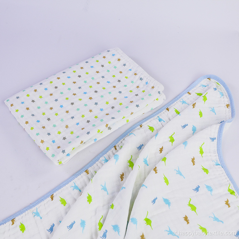 Pamuklu bebek muslin 4ply battaniye