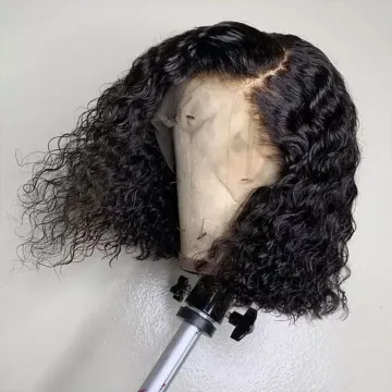 100% Human Hair Curly Bob Lace Front Wig Virgin Hair Short Bob Wigs For Black Women Curly  Bob Wigs