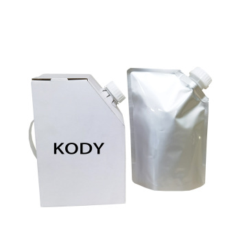 1L Stand Up Spout Pouch with Paper Box for Hot Coffee and Tea Aluminum Doypacks with Portable Boxes and 33mm Pour Spouts