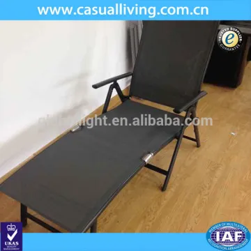 Steel Tube Frame Teslin Folding Black Sun Lounger Chairs