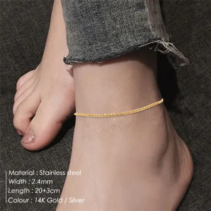Stainless Steel Gold Silver Cauliflower Chain Anklet for Women