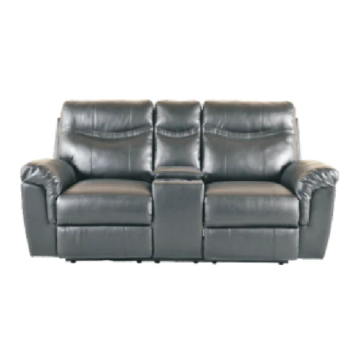 Modern Black Leather Sofa: A Stylish Loveseat and Recliner Combination for Your Living Room