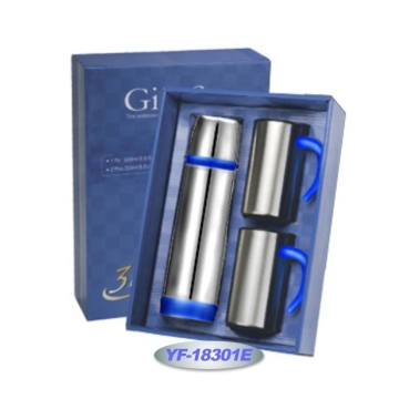 Blue Rubber Vacuum Flask Gift Sets