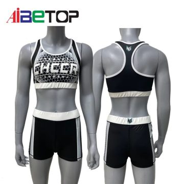 Egyéni szublimáció cheer tánc edzéskészlet termés teteje
