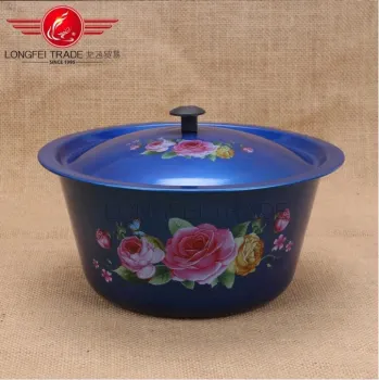 Enamel Decal Flower Washing Hand Food Bowl
