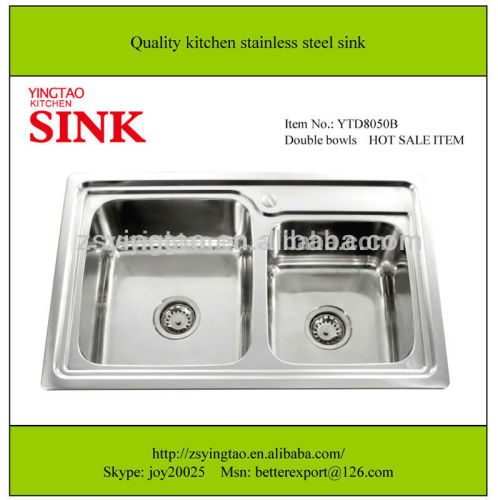 Small Double Kitchen Sink, Under Counter Sink, Commercial Sink-YTD8050B