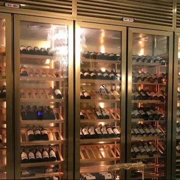 Modern Wood Drawer Lighted Cabinets for Coffee & Wine Bar Display