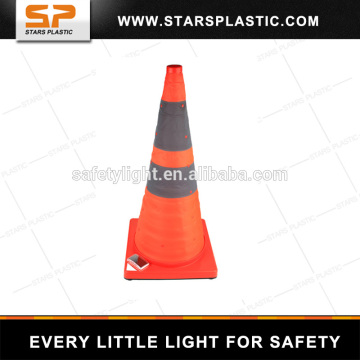 Solar powered Collapsible traffic cone,ABS base reflective traffic cone