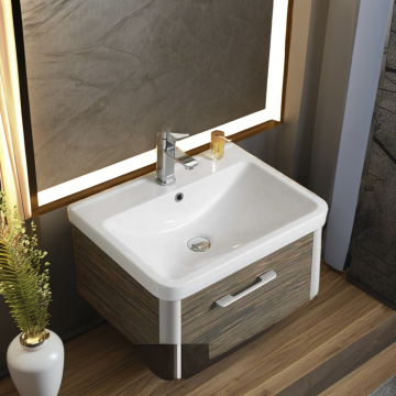 Modern Rectangular Ceramic Wash Basin with Single-Hole Faucet Mount - Model 603