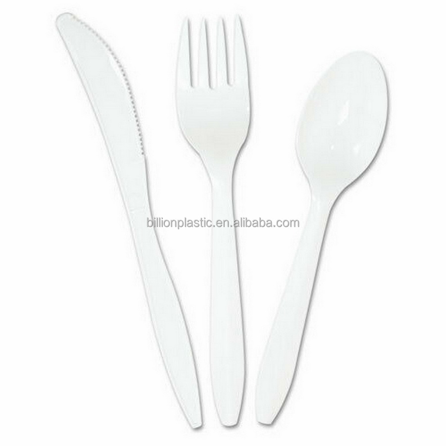 Meddium Weight White Plastic Cutlery Set with Napkin Individually