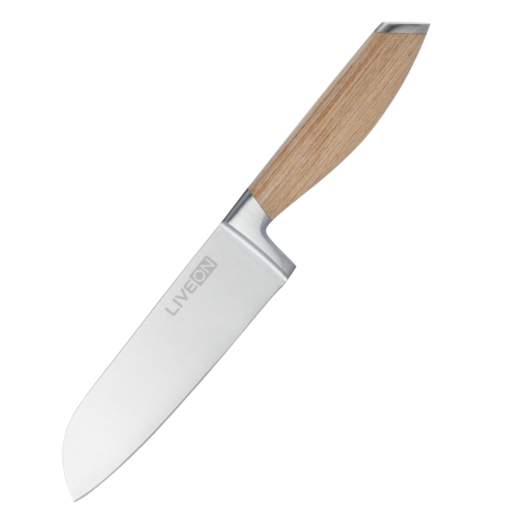 FACA SANTOKU DE 5 POLEGADAS COM PUNHO DE MADEIRA PAKKA