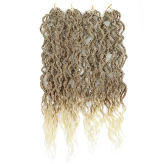 X-TRESS Ombre Burgundy Synthetic Braid Hair Extension Goddess Curly Locs Long Pre Looped Knotless Faux Locs
