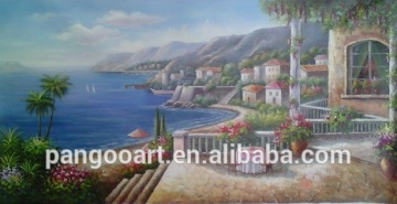 Beautiful Mediterranean seascape oil painting on canvas