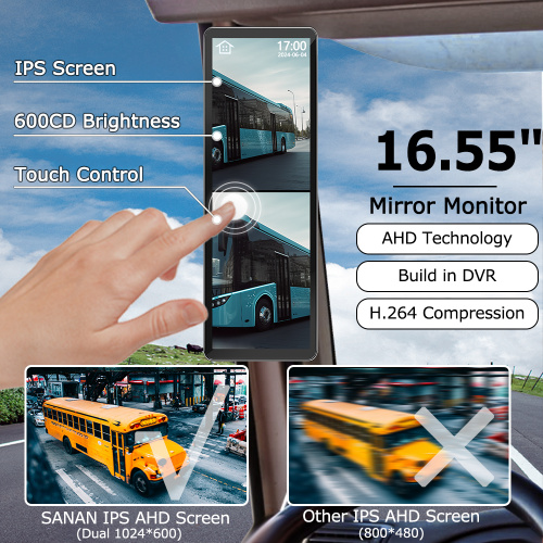 16.55 Inch Truck Digital Rearview Mirror BSD Alarm