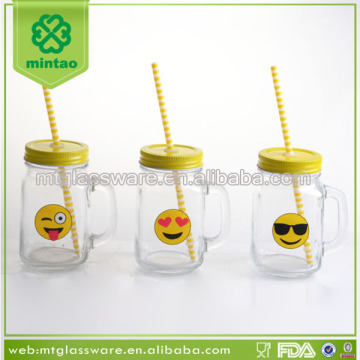 2016 high quality decal print 16oz mason jar wholesale