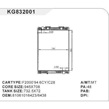 auto radiator car:F2000\'94 6CY/C28 OEM:81061016423/6438