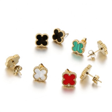 Yiwu Aceon Stainless Steel Fashion Earrings with Colorful Shell Clover Design