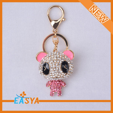 wholesale lady's fashion cheap customized Panda rhinestone keychain