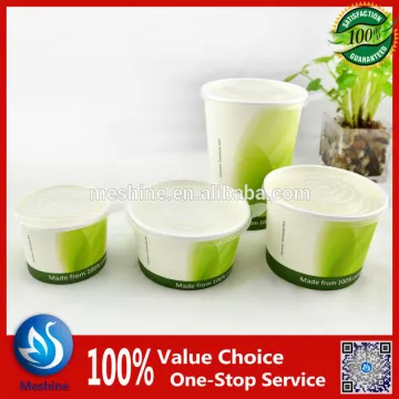 Disposable paper soup cup with lid