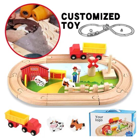 Wooden Magnetic Train Farm Track Toy Set - 22pcs Educational DIY Railway Kit for Kids