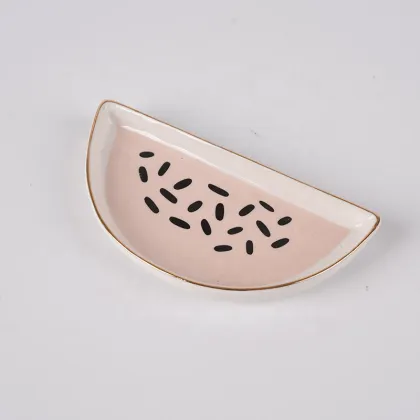 Luxury Ceramic Platter Storage Tray - Blue Black White Crescent Moon