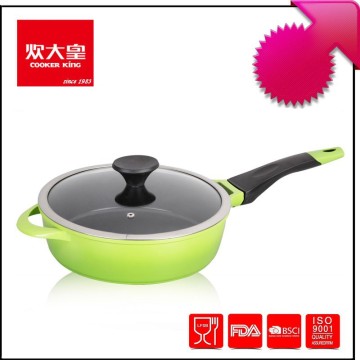 30cm die casting aluminium non-stick deep Fry Pan with green graduated color