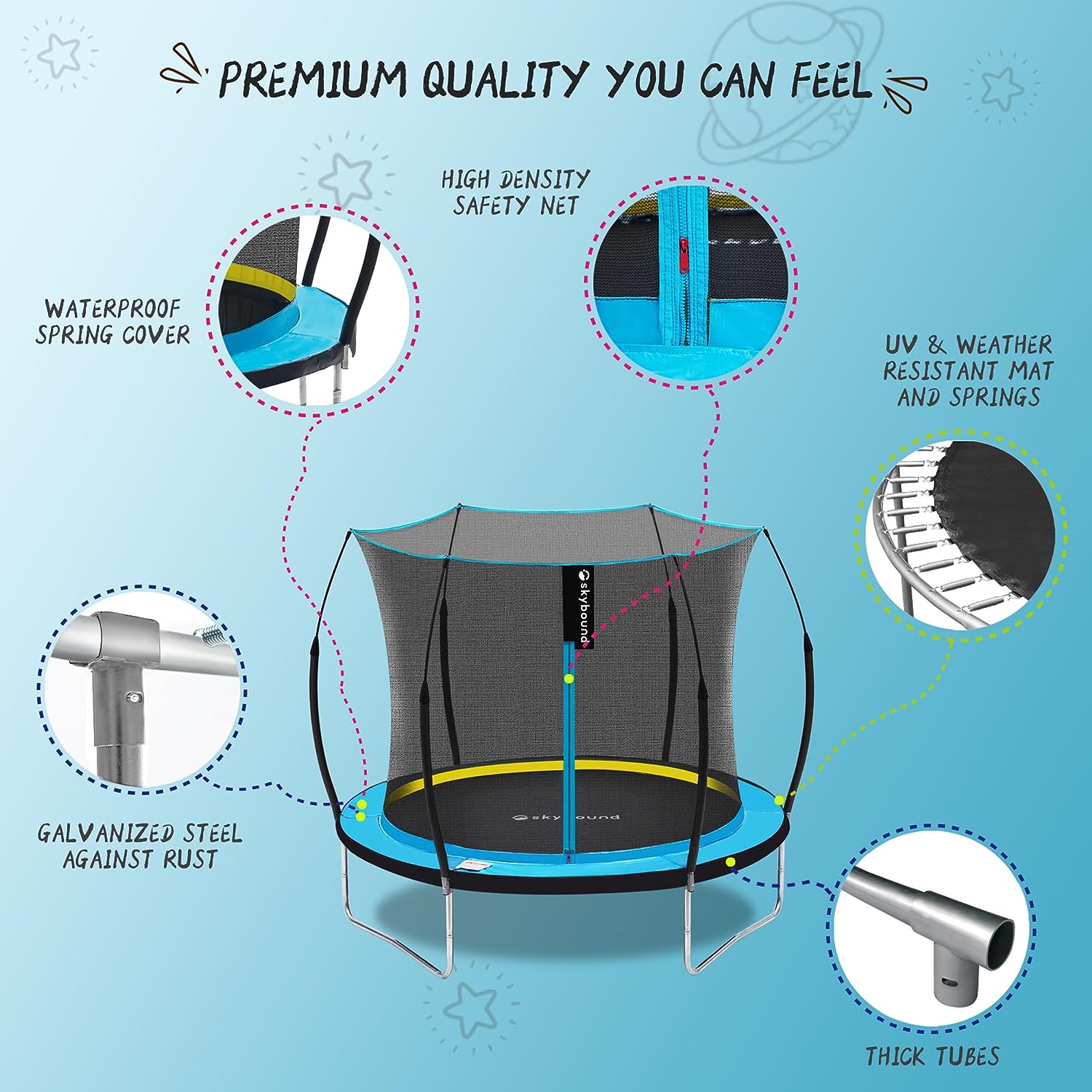 Trampolim ao ar livre 6 pés para crianças Skyblue