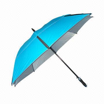 Golf Umbrella, Manual Open, 190T Polyester Fabric, Metal Frame with Fiberglass Ribs, Plastic Handle