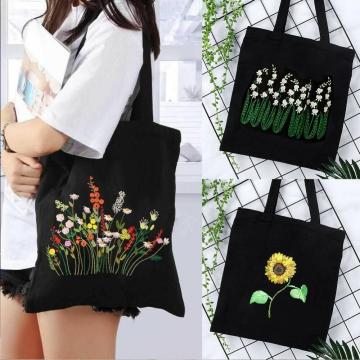 Embroidery Patch Shoulder Bag Canvas Handbag Shopping