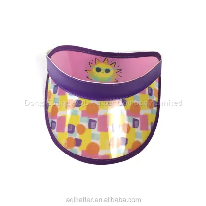 PVC Plastic Custom Allover Printing Kids Visor Sun Hat