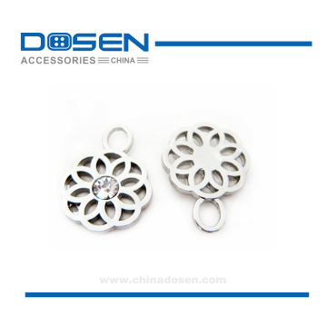Silver Shiny Clear Rhinestone Hollow Flower Shape Zipper Puller Zipper Sliders Pendant Decorative Zip Pulls for Bag Garments