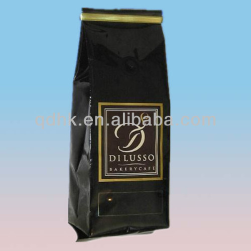 side gusset whole bean coffee packaging black bag lock with clips