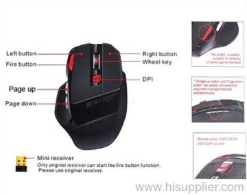 Wireless 8key Mouse Gaming For Computer 