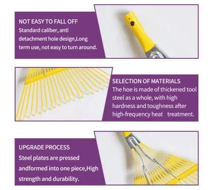 Steel Rake Gradon Tools 22 Tine Leaf Cleaning Garden Rake with Spring Brace