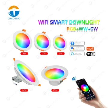 CCT Adjustable Dimmable RGB LED Downlights - Smart Tuya WiFi Recessed Ceiling Lights