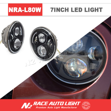 IP68 Wysoka mijała Nowa 7 -calowa LED Motorcycle Okrągła żarówka reflektora