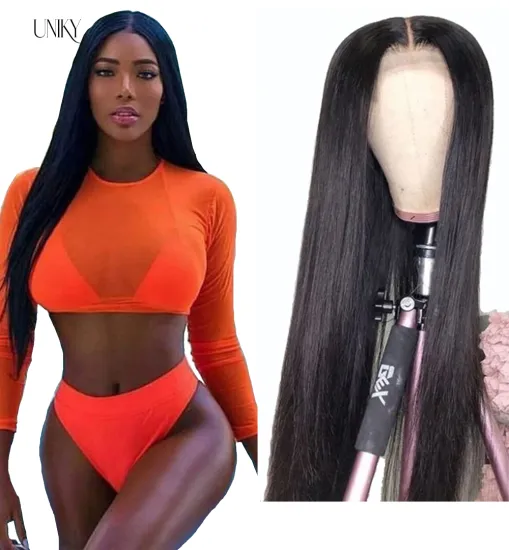 Uniky 13x4 HD Lace Front Straight Human Hair Wigs Pre-Plucked With Baby Hair for Black Women 150% Density