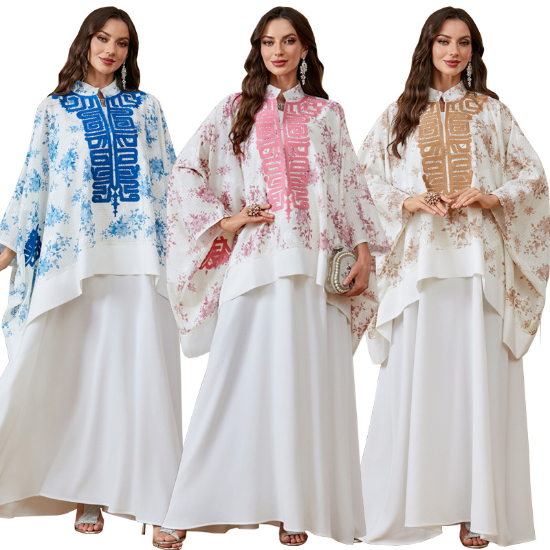 Embroidered Abaya Printed Overlay Detail