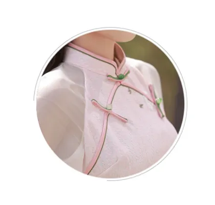 2024 Summer Chinese Style Parent-Child Cheongsam Mesh Dress