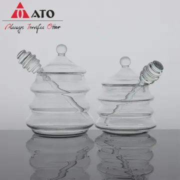 Clear food storage glass jar with lid spoon
