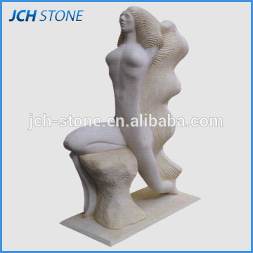 Natural marble full hand carved stone naked girl statue