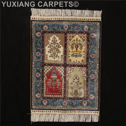 Yuxiang Factory 1.5*2ft Portable Muslim Prayer Handmade Silk Rug